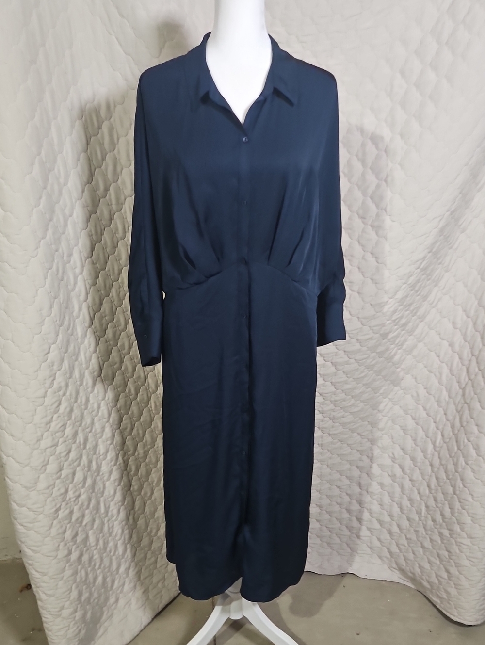 Express Silky Button Down Dolman Sleeve Shirt Dress